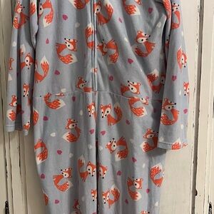 Pj Couture Fox Print Adult Onesie Pajamas - Blue and Orange